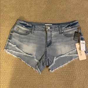 Light wash denim shorts